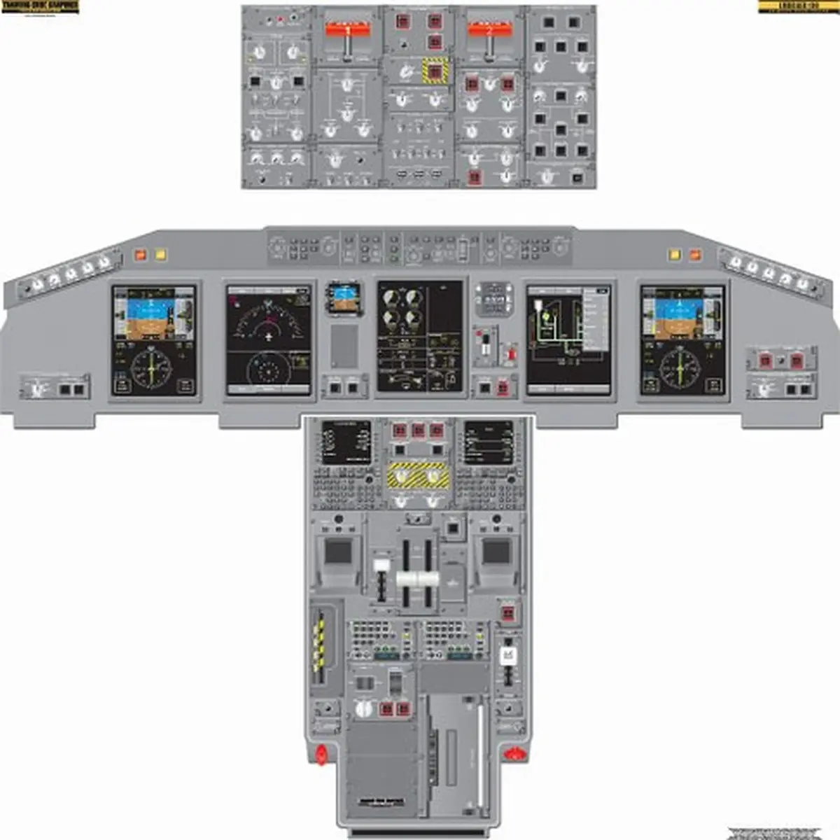 Aviation Training Graphics Embraer 170-190 Handheld Cockpit Poster 1