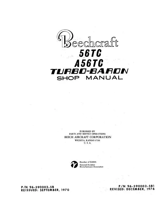 Beech 56Tc,A56tc Maintenance Manual (96-590003-5B-Co) 1