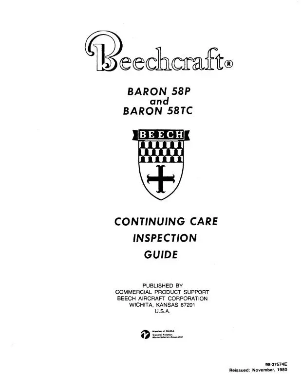 Beech 58P,58Tc Baron Inspection Guide Pack (98-37574E) 1