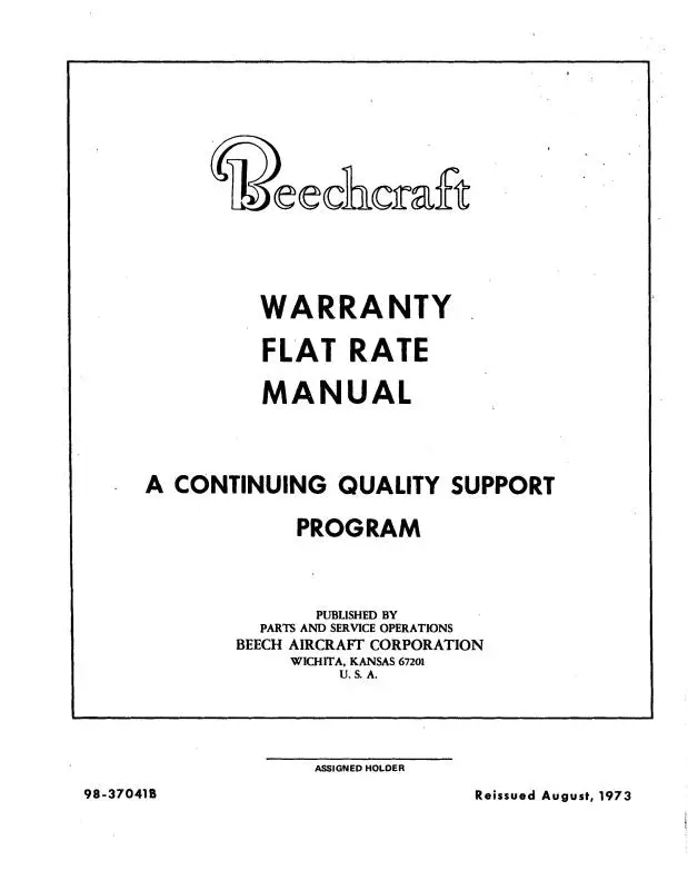 Beech Flat Rate Warranty Manual 1