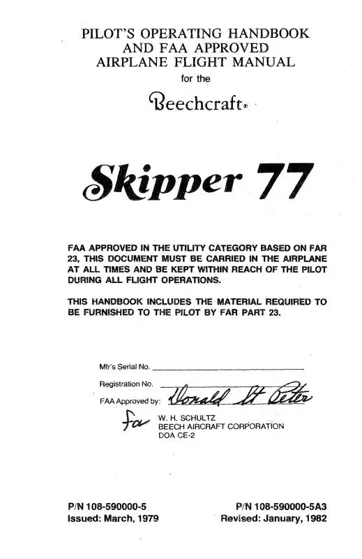 Beech 77 Skipper Pilot's Operating Handbook (108-590000-5-C) 1