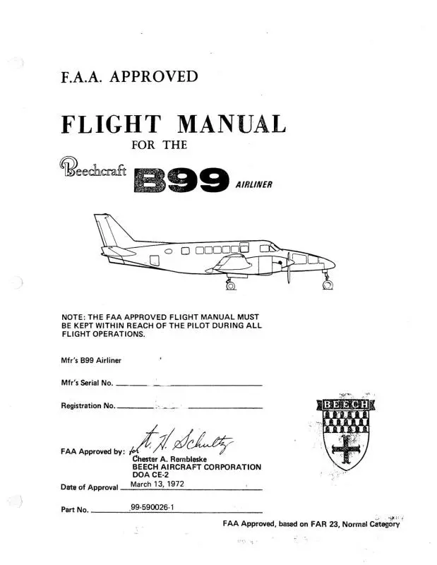 Beech B99 Series Flight Manual (99-590026-1) 1