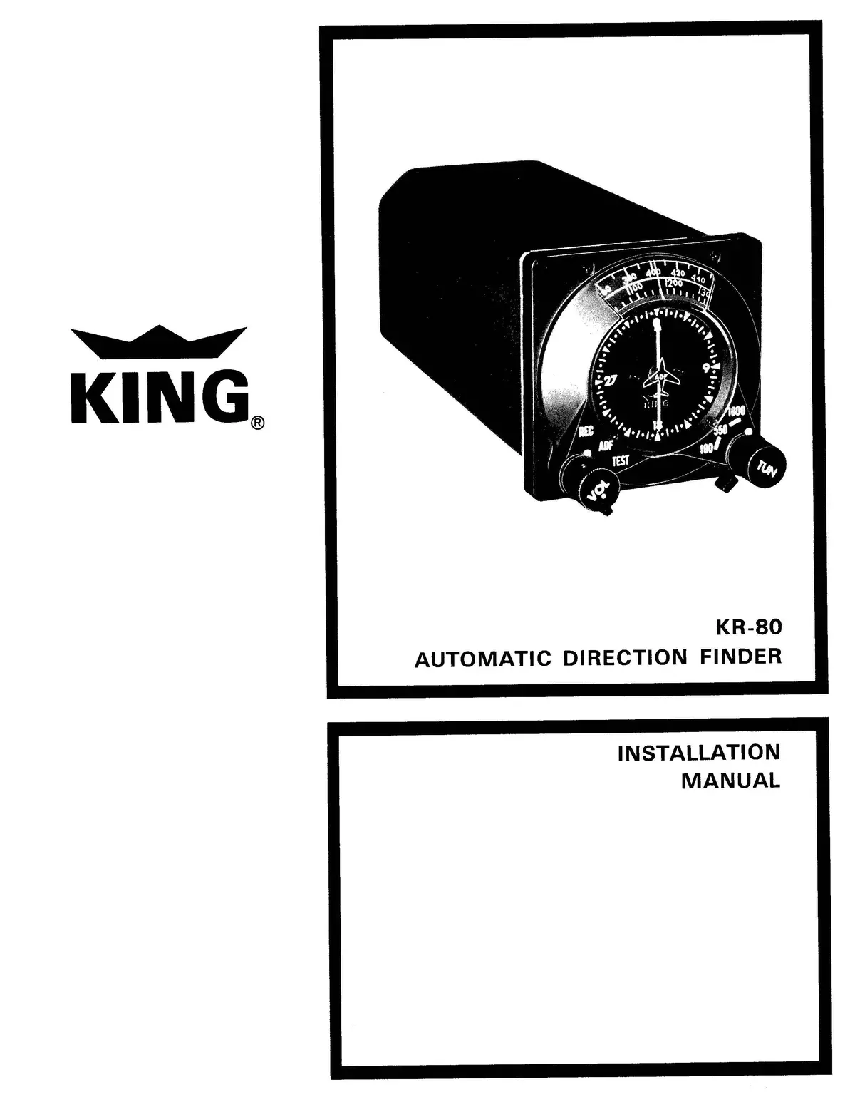 King Kr-80 Automatic Direction Finder Installation Manual 1