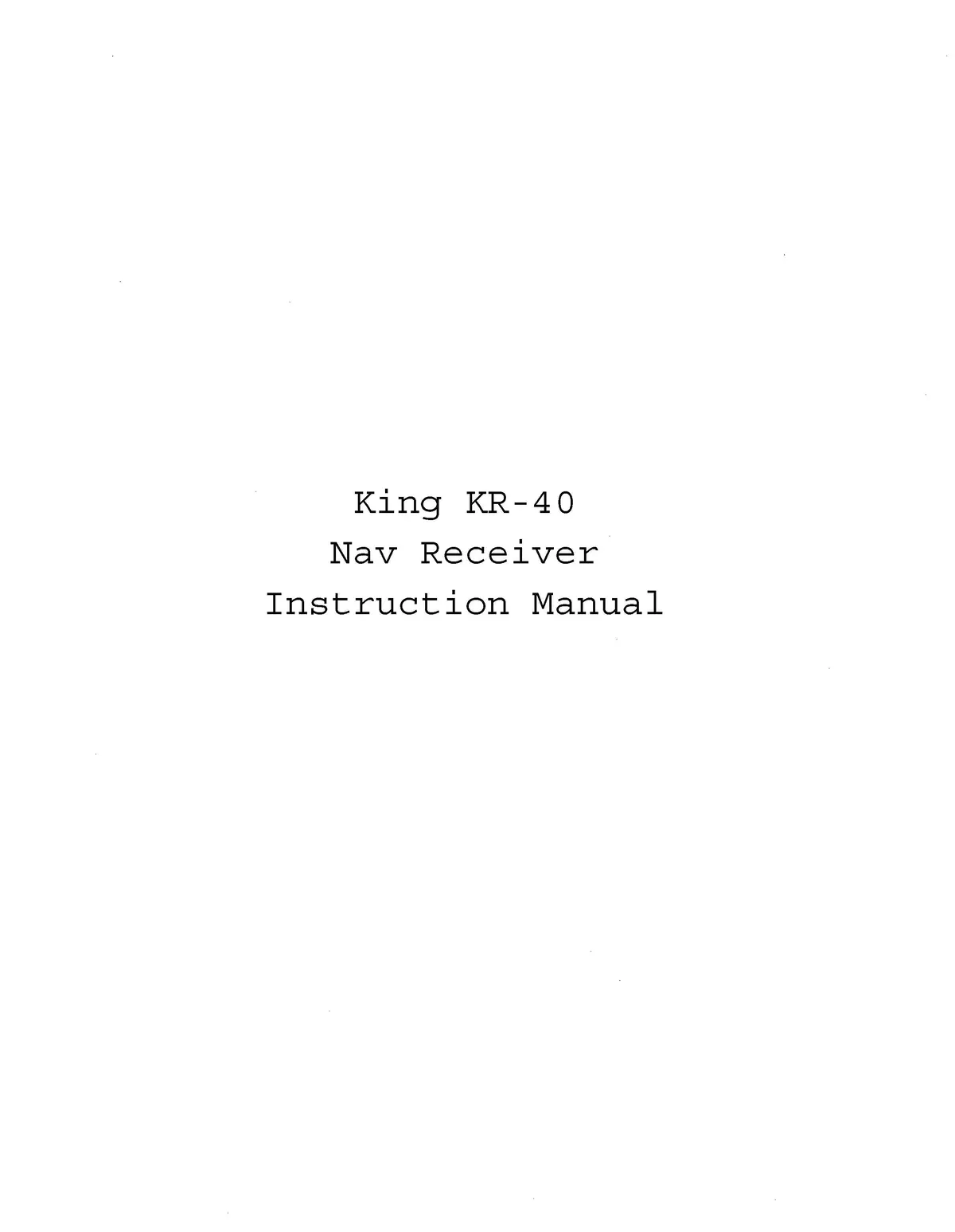 King Kr-40 Nav Receiver Instruction Manual 1