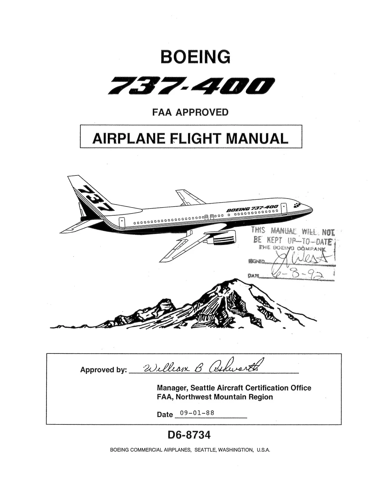 Boeing 737-400 Faa Approved 1988 Airplane Flight Manual (2 Vol Set) 1