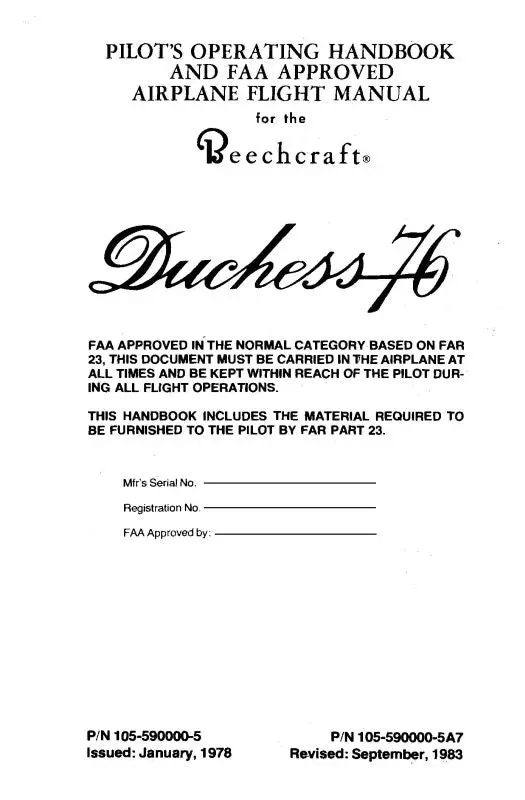 Beech Duchess 76 Pilot's Operating Handbook (105-590000-5) 1