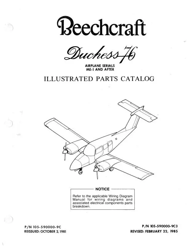 Beech Duchess 76 Illustrated Parts Catalog (105-590000-9C) 1