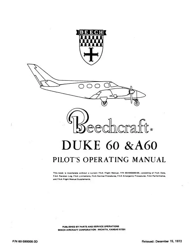 Beech 60 & A60 Duke Pilot's Operating Handbook (60-590000-3D) 1