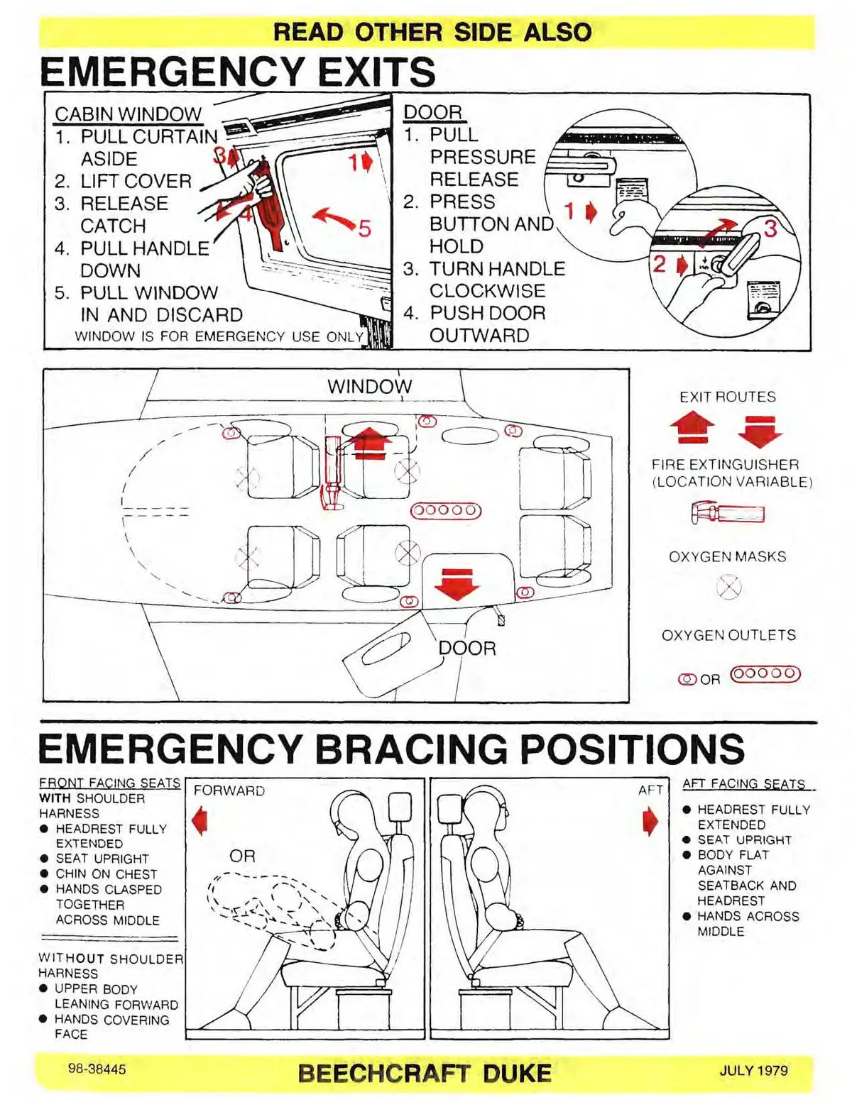Beech 60, A60, B60 Duke Passenger Briefing Cards (98-38445) 1