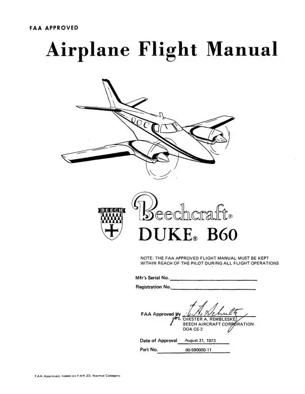 Beech B-60 Duke Pilot's Operating Handbook (60-590000-9) 1