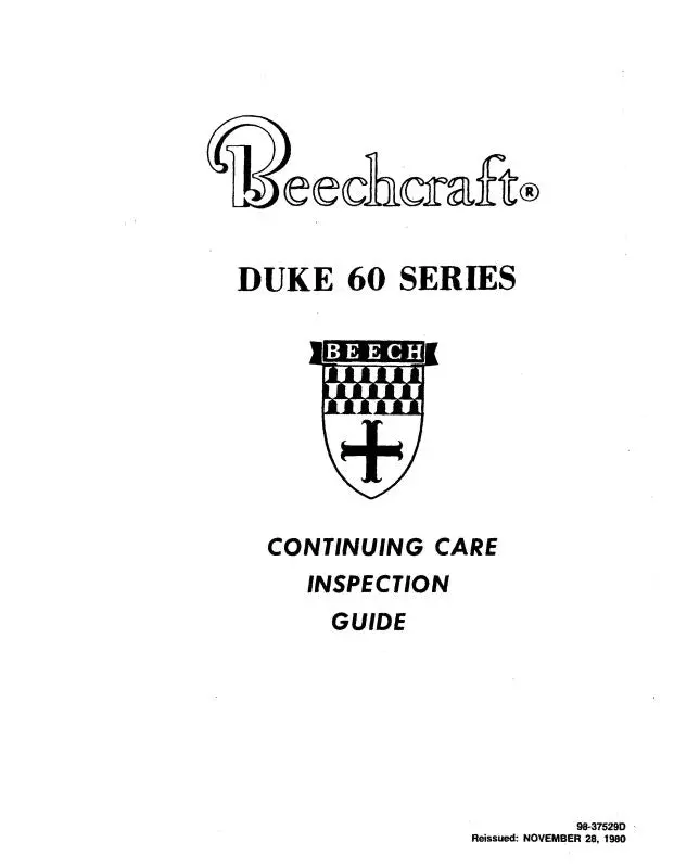 Beech Duke 60 Series Inspection Pack (98-37529D) 1