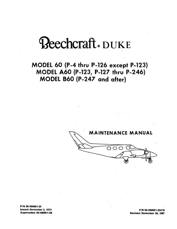 Beech Duke 60, A60, B60 Series Maintenance Manual (60-590001-25) 1