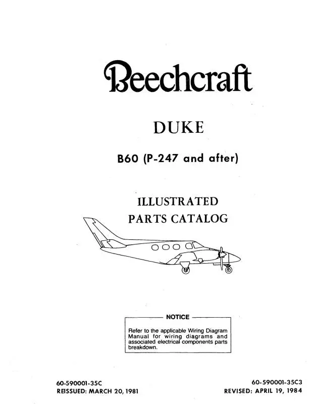 Beech B60-P-247 & After Parts Catalog (60-590001-35C) 1