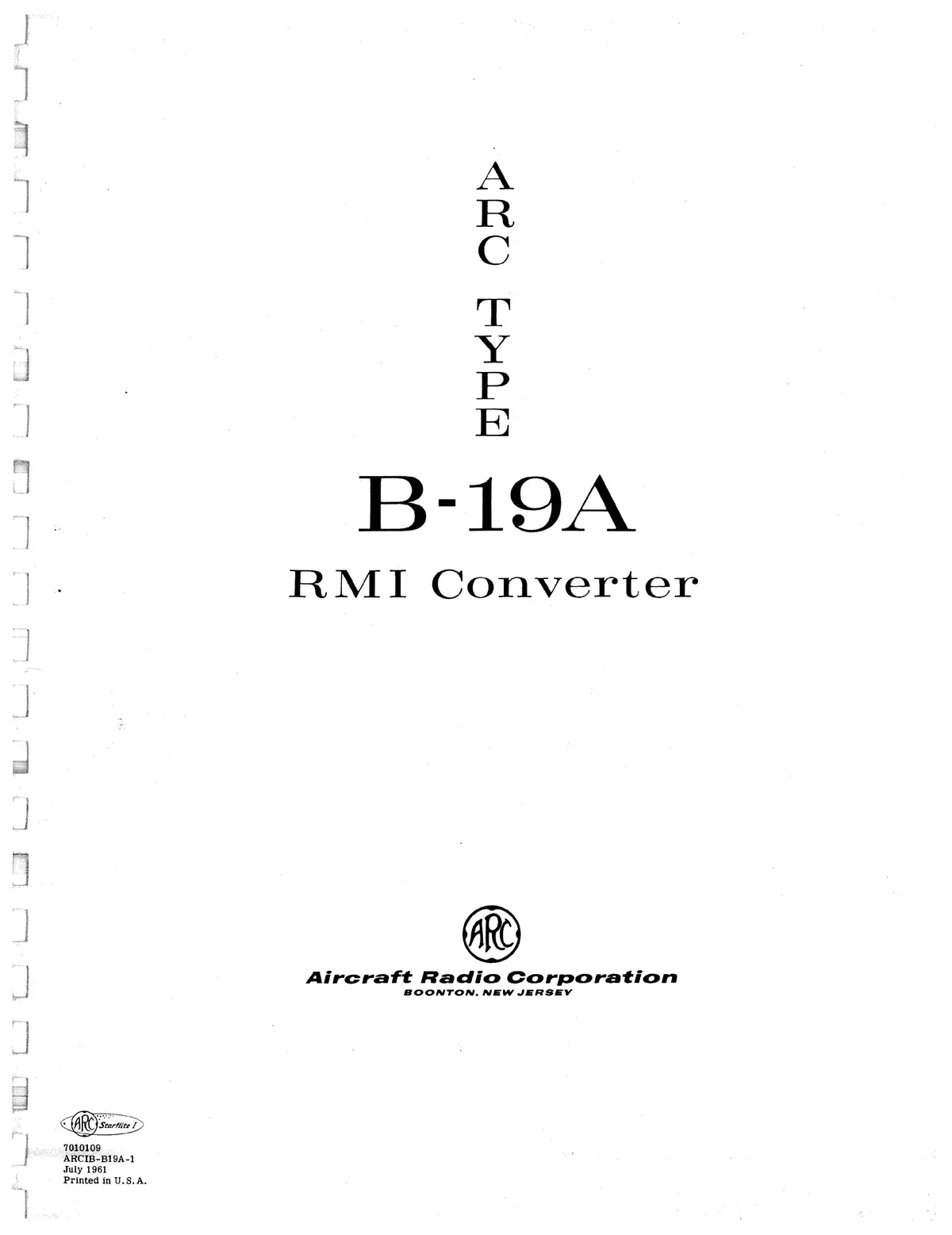 Aircraft Radio Corporation Arc B-19A Rmi Converter 1961 Instruction Book (Arcib-B19a-1) 1