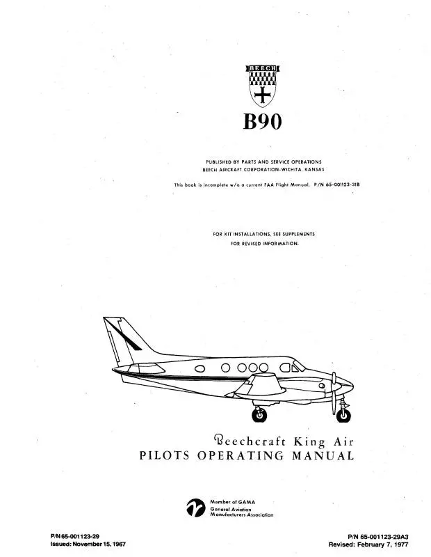 Beech B90 King Air Pilot's Operating Handbook (65-001123-29) 1