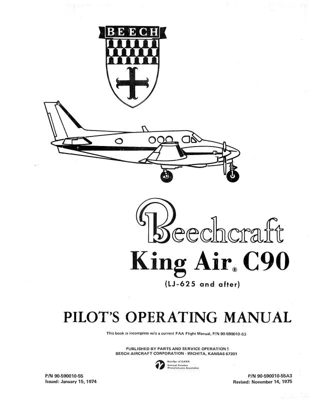 Beech King Air C90 Pilot's Operating Handbook (90-590010-55) 1