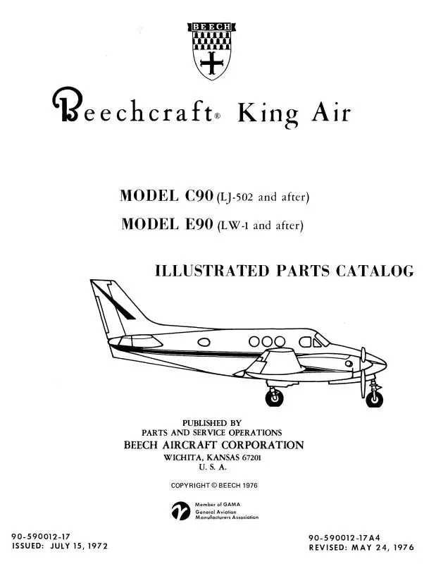 Beech C90 & E90 Series Parts Catalog (90-590012-17) 1