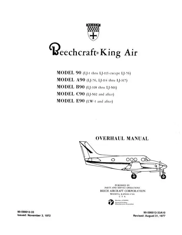 Beech 90 King Air Series Overhaul Manual (90-590012-33) 1