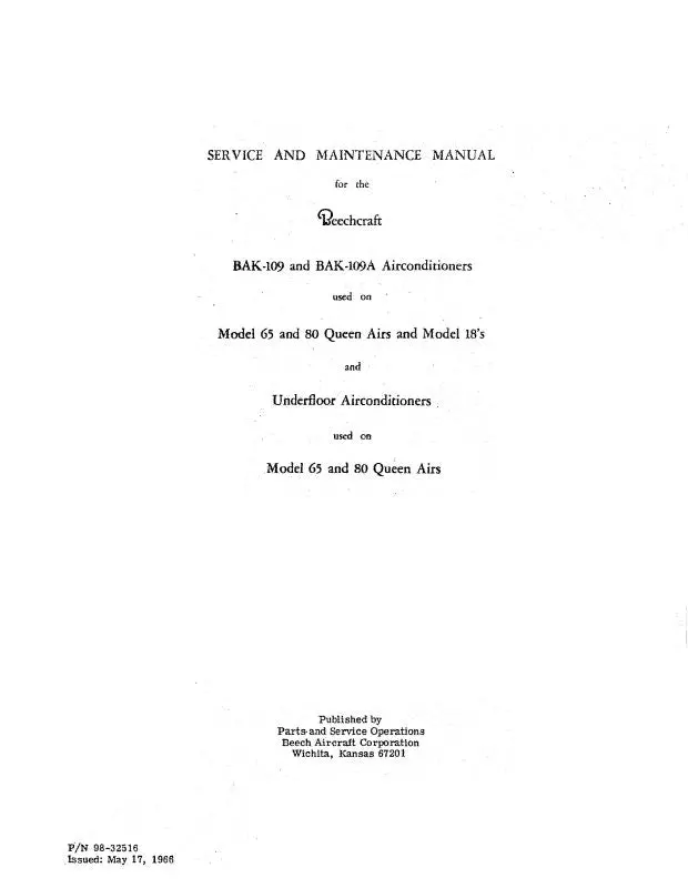 Beech Queen Air 65,80,& Model 18 Maintenance Manual (98-32516) 1