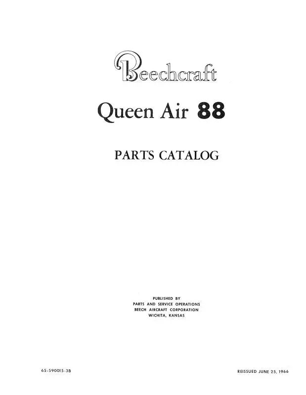 Beech Queen Air 88 Series Parts Catalog (65-590015-3B) 1