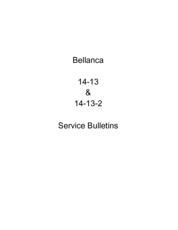 Bellanca 14-13, 14-13-2 Service Letters & Bulletins (Be14-13-Slb) 1
