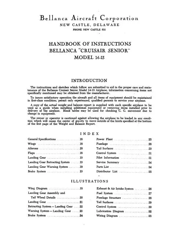 Bellanca 14-13 Cruisair, Senior Handbook (Bl14-13-Hb-C) 1