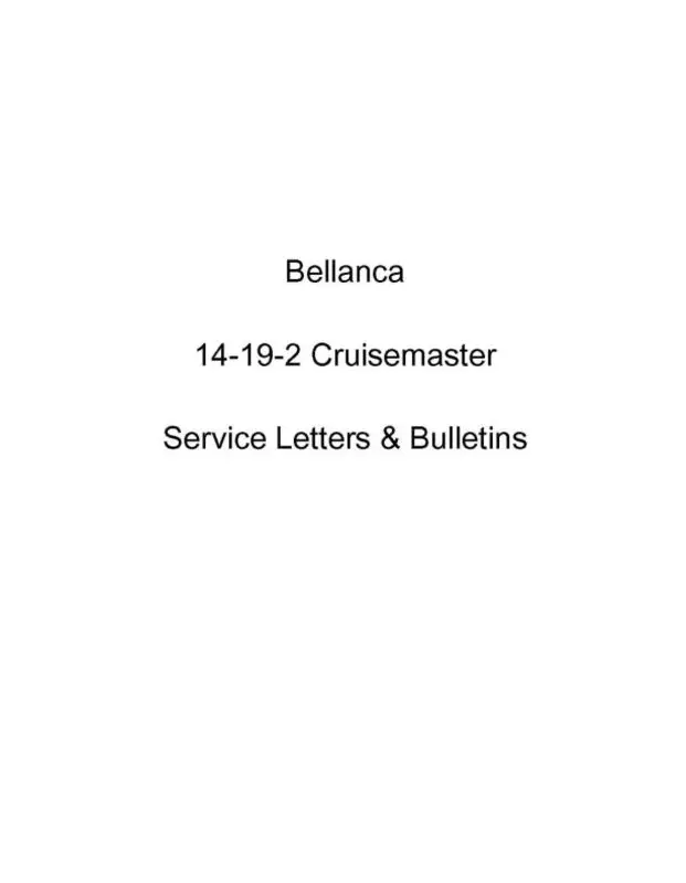 Bellanca 14-19-2 Cruisemaster Service Letters & Bulletins (Be14-19Ser-Slb) 1