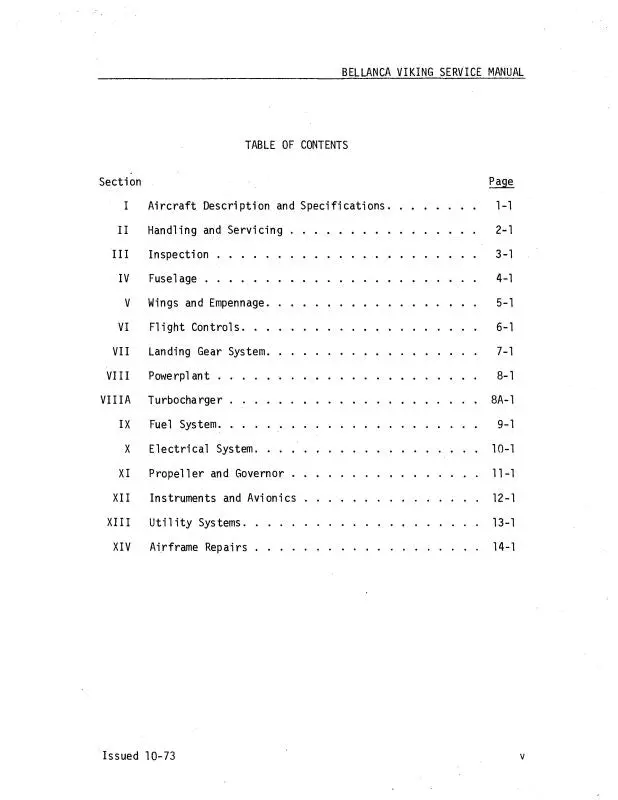 Bellanca Viking 300 17-30A, 31A,31Atc Maintenance Manual (30017-30Am) 1