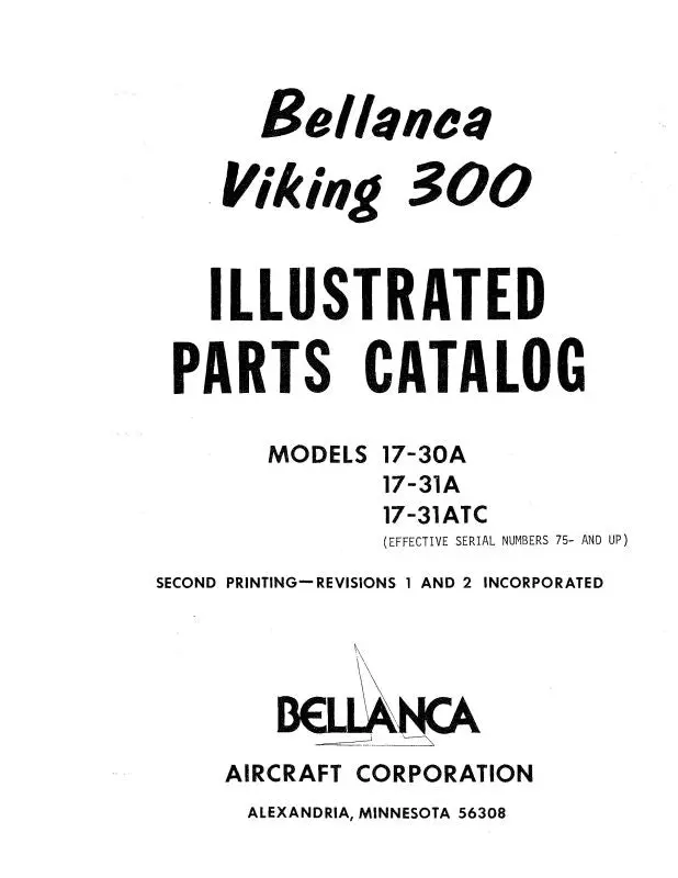 Bellanca Viking 300 17-30A, 31A,31Atc Illustrated Parts Catalog (30017-30A) 1