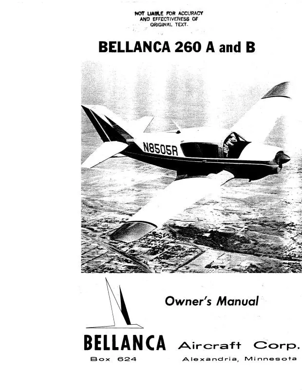 Bellanca 260 A & B Owner's Manual (Bl260a,B-O) 1