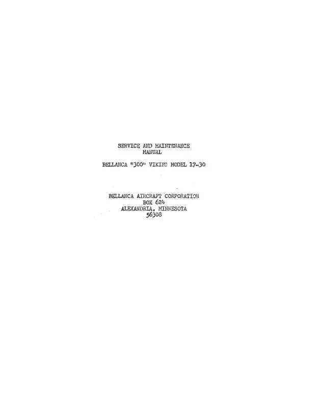 Bellanca 300 Viking Model 17-30,1419-3 Maintenance Manual (Bl300-Viking-M) 1