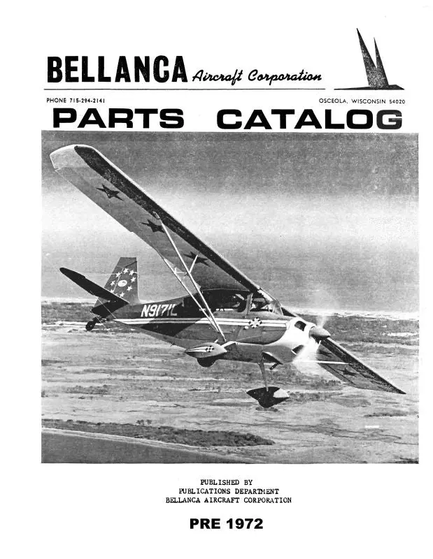 Bellanca Citabria7eca,7Gcaa,7Gcbc, 7Kcab Parts Catalog Pre 1972 (Bl7eca--P-C) 1