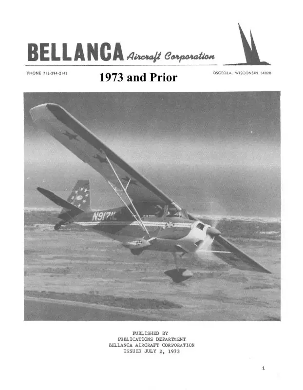 Bellanca Citabria7eca,7Gcaa,7Kcab,7Gcbc Maintenance Manual 1973 And Prior (Bl7ecam) 1