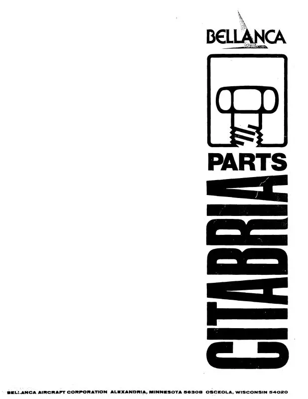 Bellanca Citabria7eca,7Gcaa,7Kcab,7Gcbc 1974-1979 Parts Catalog (Bl7eca74-79P) 1