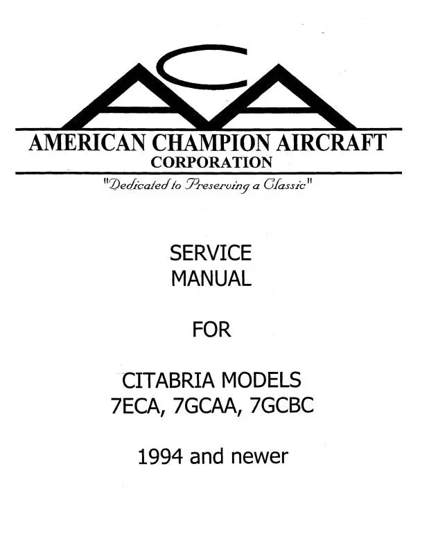 Bellanca Citabria7eca,7Gcaa,7Gcbc1994&U Maintenance Manual (Bl7eca94&Upm) 1