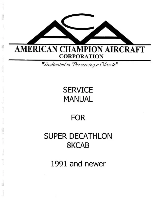 Bellanca 8Kcab Maintenance Manual 1991 & Newer (Bl8kcab) 1