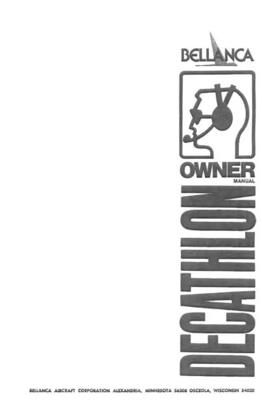 Bellanca 8Kcab Decathlon 1978-1980 Owner's Manual (Be8kcb78-80-O) 1