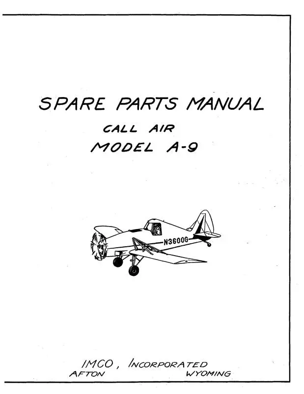 Call Air A-9 Call Air Parts Catalog (Cra9-P-C) 1