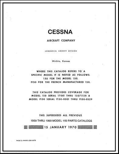 Cessna 150 1959-69 Illustrated Parts Catalog 1