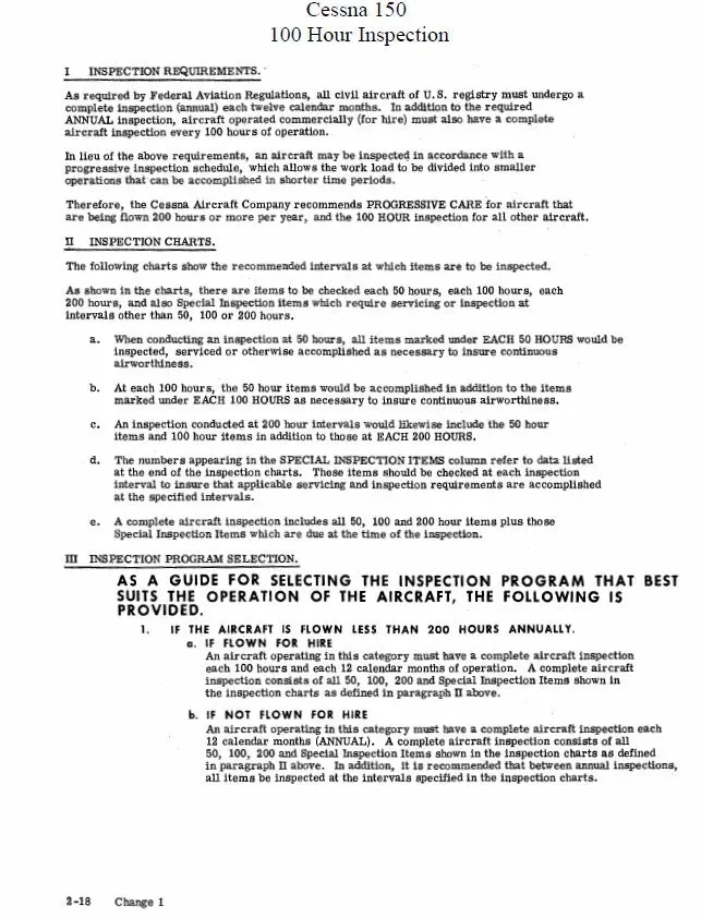 Cessna 150 100 Hour Inspection Form Inspection Forms 1
