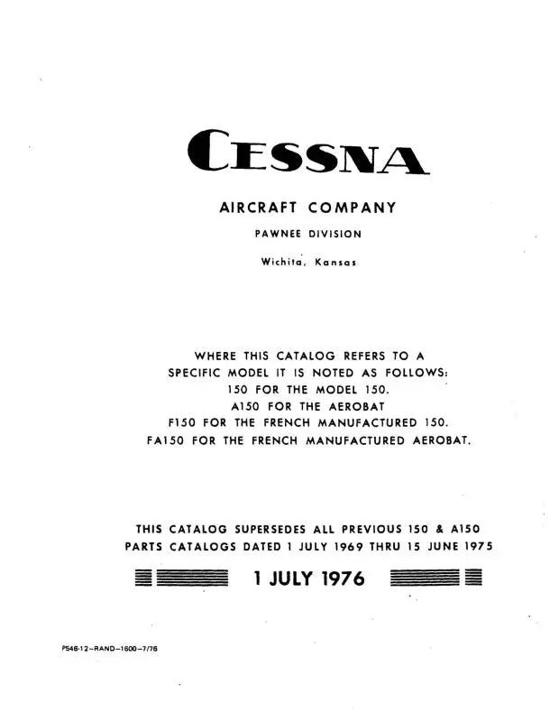 Cessna 150 Series 1970-77 Parts Catalog 1
