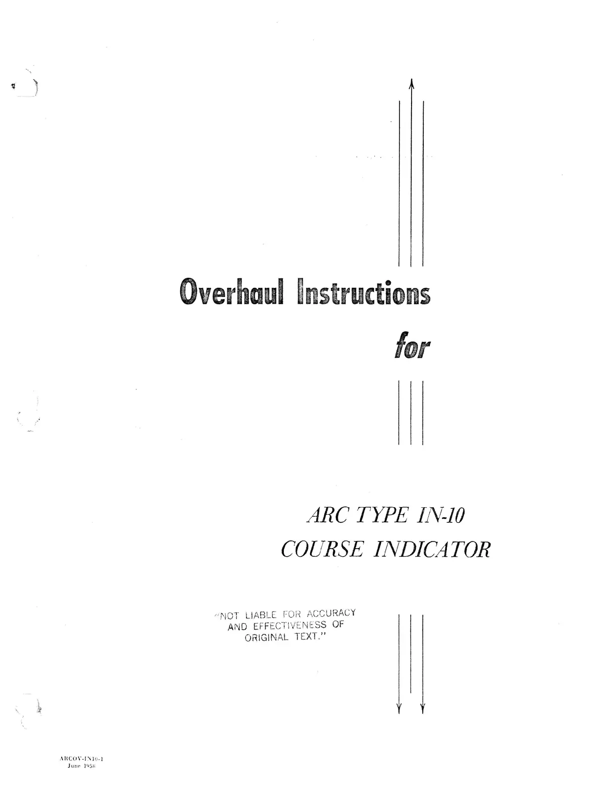 Aircraft Radio Corporation Arc In-10 Course Indicator1958 Overhaul Instructions & Parts Catalog 1