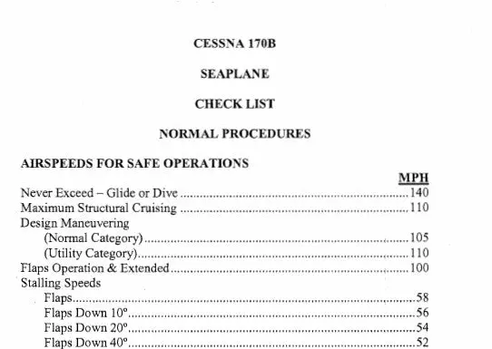 Cessna 170B Pilot's Checklist 1