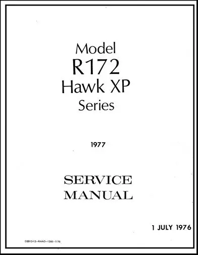 Cessna R172 Hawk Xp Series 1977 Maintenance Manual (D2013-13) 1