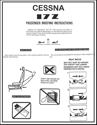 Cessna 172 Series Passenger Briefing Cards 1