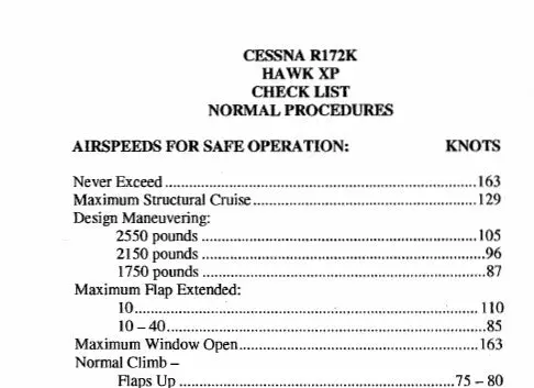 Cessna R172k Hawk Xp Pilot's Checklist (Cer172kxpcl) 1
