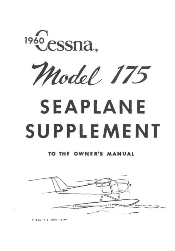 Cessna 175C 1960-62 Float Supplement Float Supplement 1