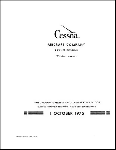 Cessna 177Rg 1971-76 Illustrated Parts Catalog 1