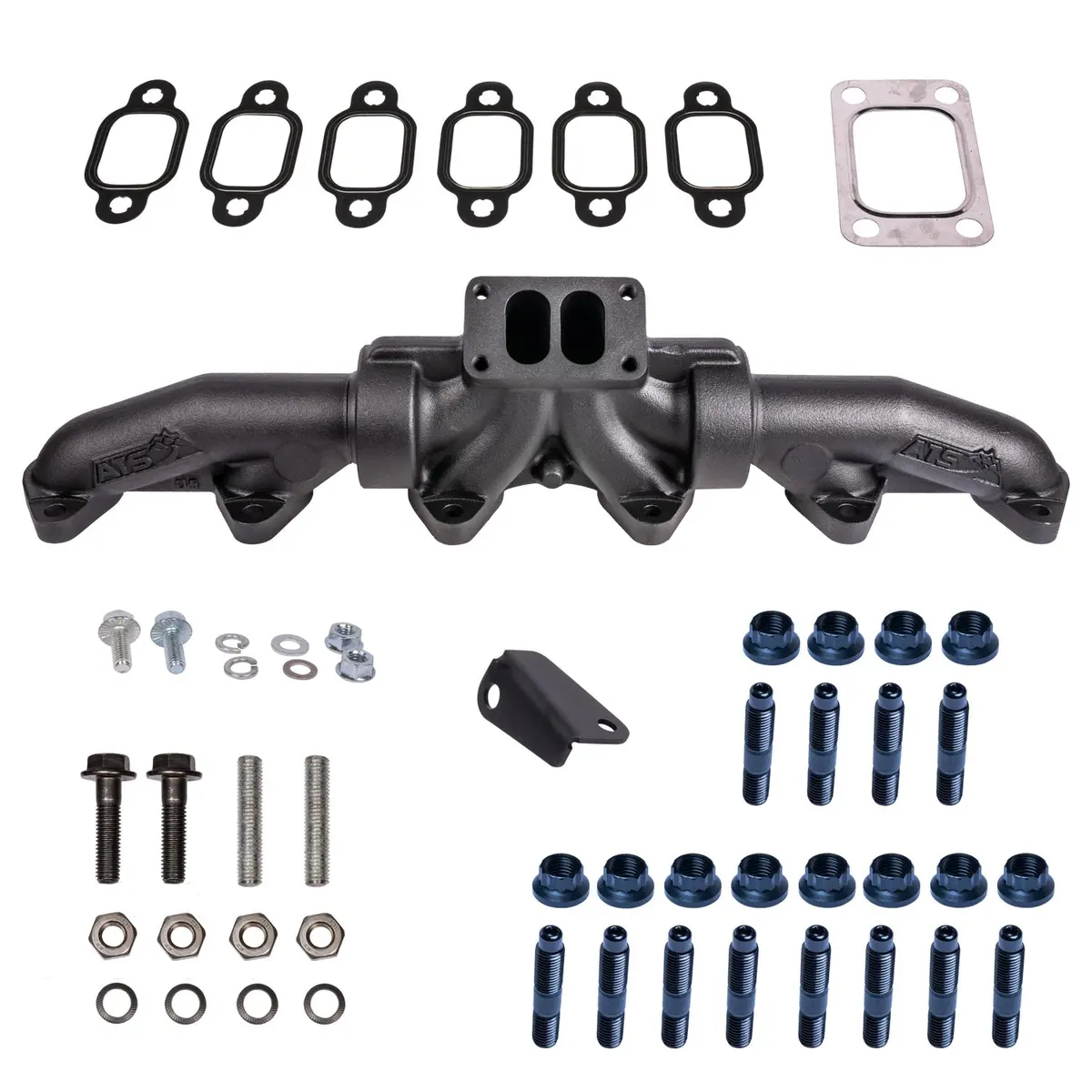 Ats Pulse Flow Exhaust Manifold Kit Fits 1994-2002 5.9L 12V 24V Cummins 3-Pc T4 With Optional Gaskets Premium Hardware 1