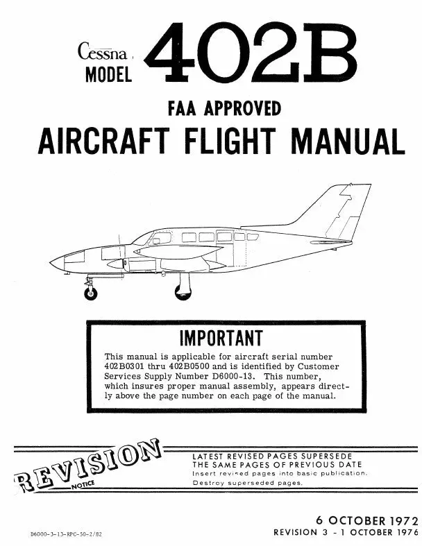 Cessna 402B Aircraft Flight Manual (D6000-3-13) 1